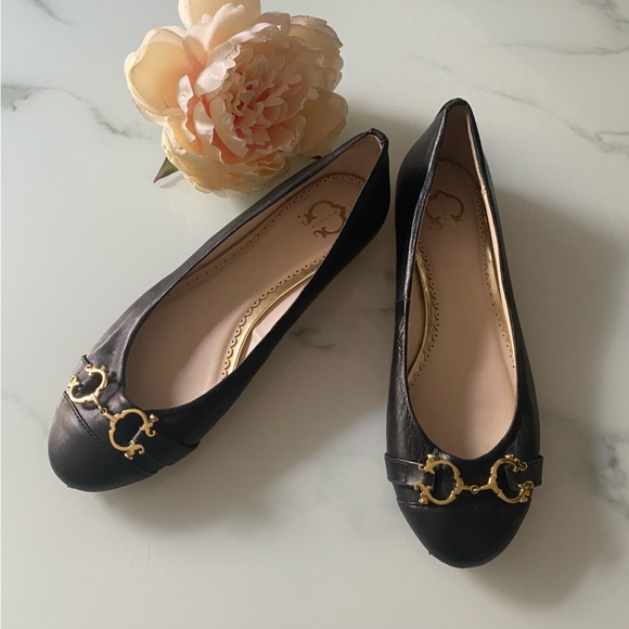 C. wonder leather ballet flats with gold hardware - Picture 2 of 7